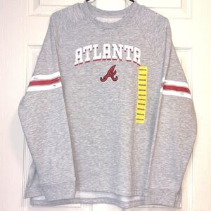 Campus Lifestyle‎ Atlanta Braves MLB Sweatshirt Grey Varsity Stripe Medium